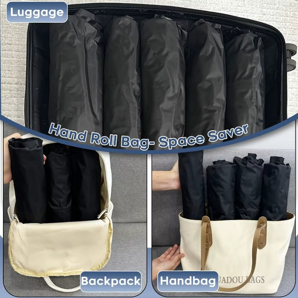 Reusable Hand Roll Vacuum Bags for Travel Waterproof Vacuum Compression Bag Portable Luggage Vacuum Storage Bag Space Saver