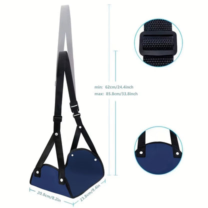 Airplane Footrest with Adjustable Strap, Portable Hammock Leg Rest, Perfect Travel Accessories