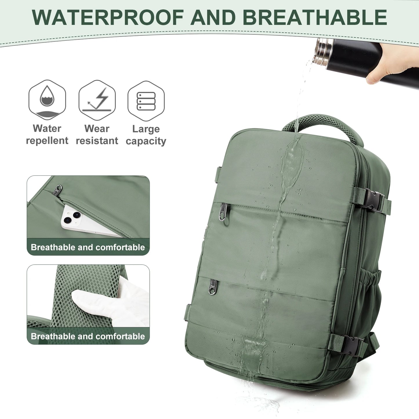 40X30X20 Cabin Bag Travel Backpack for Men Women Hand Luggage Leisure Laptop Backpack Compatible with Wizz air and Ryanair